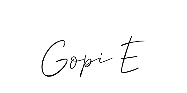 It looks lik you need a new signature style for name Gopi E. Design unique handwritten (Allison_Script) signature with our free signature maker in just a few clicks. Gopi E signature style 2 images and pictures png