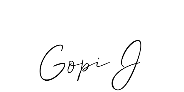 if you are searching for the best signature style for your name Gopi J. so please give up your signature search. here we have designed multiple signature styles  using Allison_Script. Gopi J signature style 2 images and pictures png