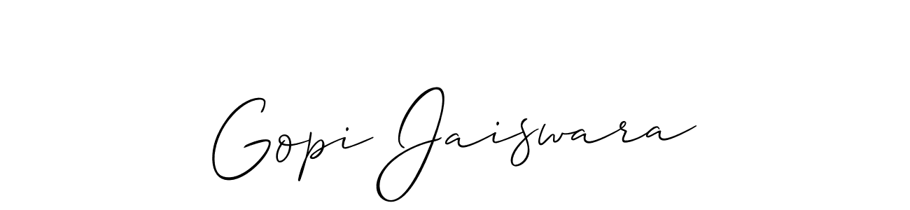 The best way (Allison_Script) to make a short signature is to pick only two or three words in your name. The name Gopi Jaiswara include a total of six letters. For converting this name. Gopi Jaiswara signature style 2 images and pictures png