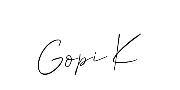 Also we have Gopi K name is the best signature style. Create professional handwritten signature collection using Allison_Script autograph style. Gopi K signature style 2 images and pictures png