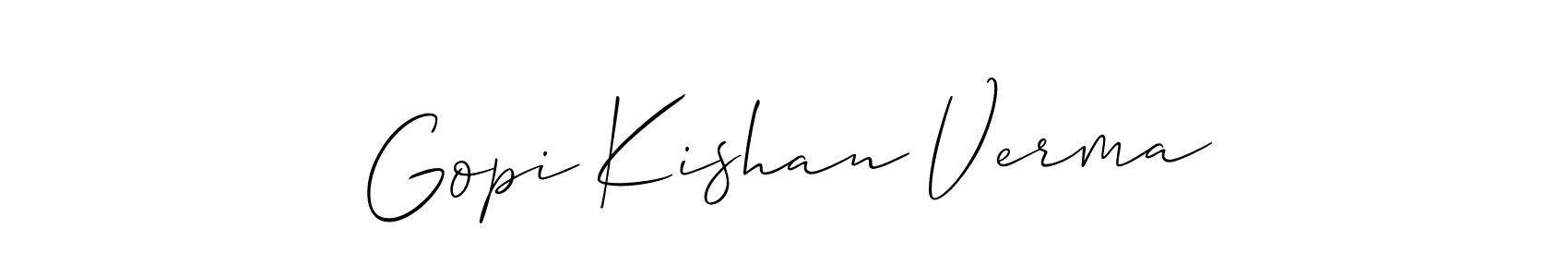 The best way (Allison_Script) to make a short signature is to pick only two or three words in your name. The name Gopi Kishan Verma include a total of six letters. For converting this name. Gopi Kishan Verma signature style 2 images and pictures png