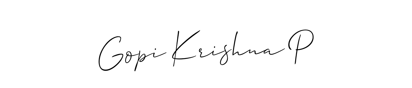 Gopi Krishna P stylish signature style. Best Handwritten Sign (Allison_Script) for my name. Handwritten Signature Collection Ideas for my name Gopi Krishna P. Gopi Krishna P signature style 2 images and pictures png