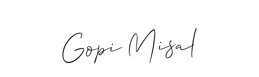 It looks lik you need a new signature style for name Gopi Misal. Design unique handwritten (Allison_Script) signature with our free signature maker in just a few clicks. Gopi Misal signature style 2 images and pictures png