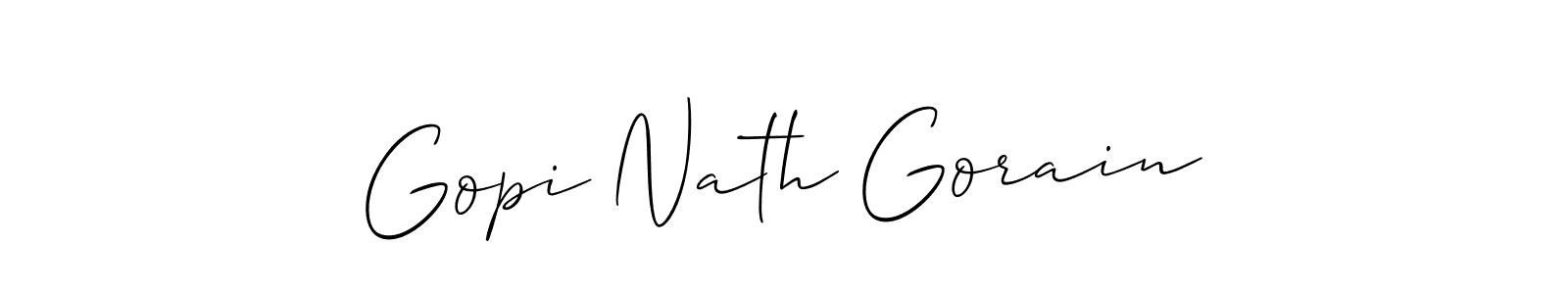 It looks lik you need a new signature style for name Gopi Nath Gorain. Design unique handwritten (Allison_Script) signature with our free signature maker in just a few clicks. Gopi Nath Gorain signature style 2 images and pictures png