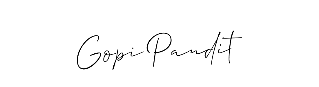Allison_Script is a professional signature style that is perfect for those who want to add a touch of class to their signature. It is also a great choice for those who want to make their signature more unique. Get Gopi Pandit name to fancy signature for free. Gopi Pandit signature style 2 images and pictures png