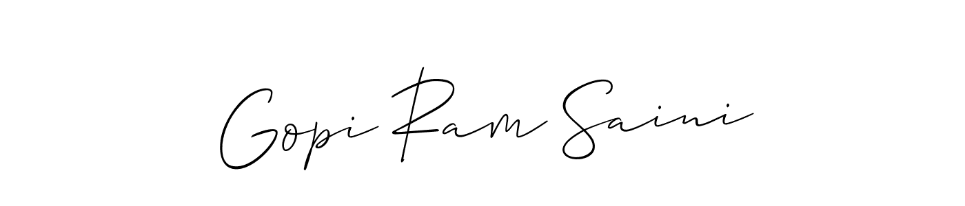 if you are searching for the best signature style for your name Gopi Ram Saini. so please give up your signature search. here we have designed multiple signature styles  using Allison_Script. Gopi Ram Saini signature style 2 images and pictures png