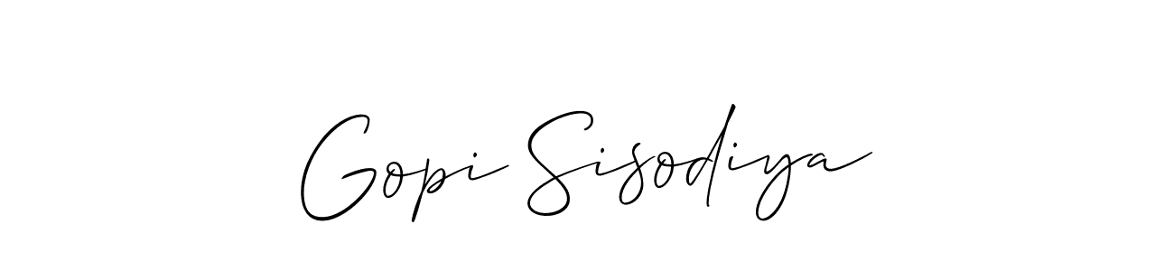 Also You can easily find your signature by using the search form. We will create Gopi Sisodiya name handwritten signature images for you free of cost using Allison_Script sign style. Gopi Sisodiya signature style 2 images and pictures png