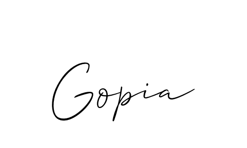 Make a beautiful signature design for name Gopia. With this signature (Allison_Script) style, you can create a handwritten signature for free. Gopia signature style 2 images and pictures png