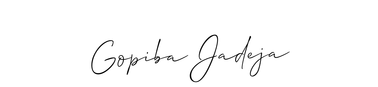 Make a short Gopiba Jadeja signature style. Manage your documents anywhere anytime using Allison_Script. Create and add eSignatures, submit forms, share and send files easily. Gopiba Jadeja signature style 2 images and pictures png