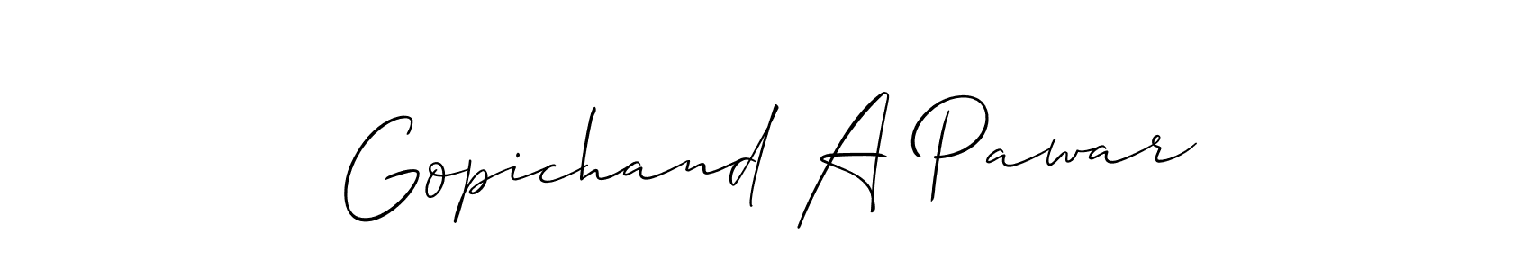 You should practise on your own different ways (Allison_Script) to write your name (Gopichand A Pawar) in signature. don't let someone else do it for you. Gopichand A Pawar signature style 2 images and pictures png