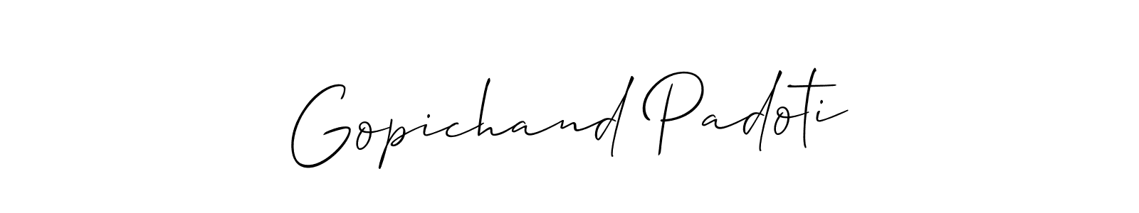 How to Draw Gopichand Padoti signature style? Allison_Script is a latest design signature styles for name Gopichand Padoti. Gopichand Padoti signature style 2 images and pictures png