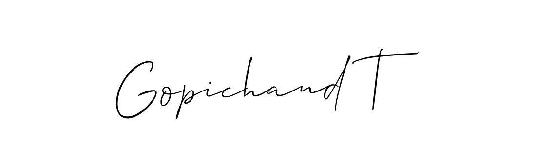 It looks lik you need a new signature style for name Gopichand T. Design unique handwritten (Allison_Script) signature with our free signature maker in just a few clicks. Gopichand T signature style 2 images and pictures png