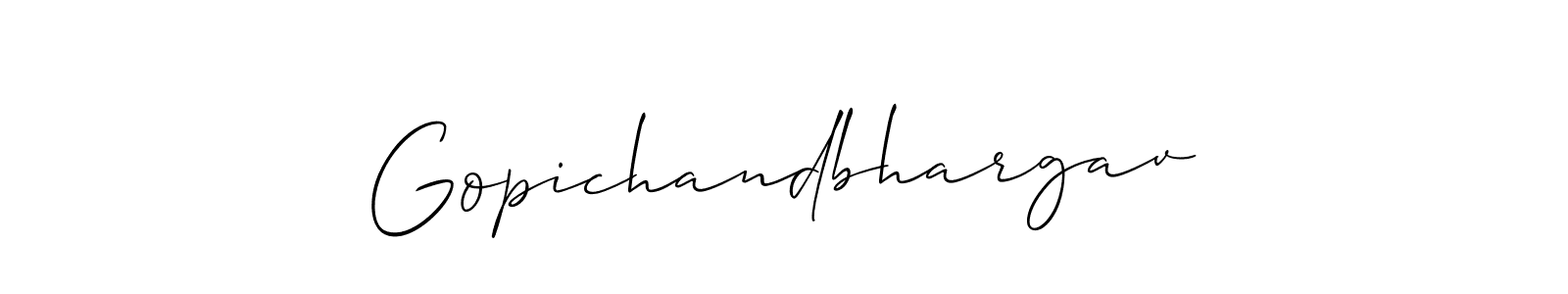 Similarly Allison_Script is the best handwritten signature design. Signature creator online .You can use it as an online autograph creator for name Gopichandbhargav. Gopichandbhargav signature style 2 images and pictures png