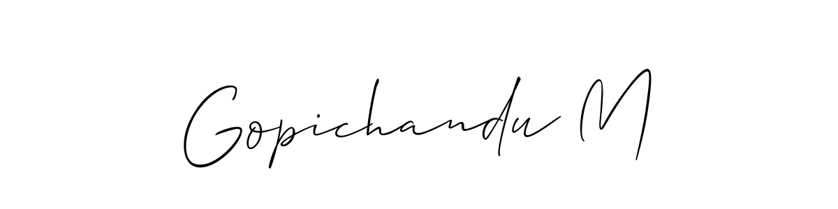 Design your own signature with our free online signature maker. With this signature software, you can create a handwritten (Allison_Script) signature for name Gopichandu M. Gopichandu M signature style 2 images and pictures png