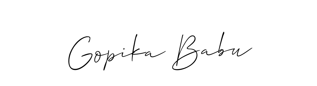 How to make Gopika Babu name signature. Use Allison_Script style for creating short signs online. This is the latest handwritten sign. Gopika Babu signature style 2 images and pictures png