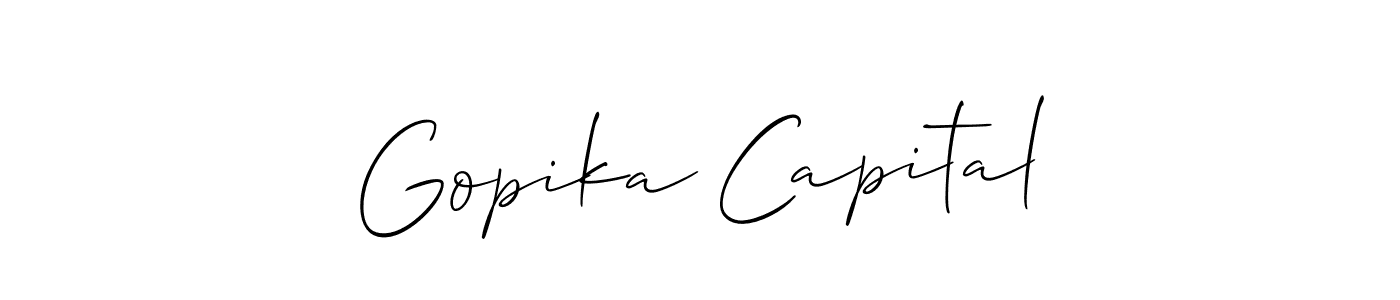 Make a beautiful signature design for name Gopika Capital. With this signature (Allison_Script) style, you can create a handwritten signature for free. Gopika Capital signature style 2 images and pictures png