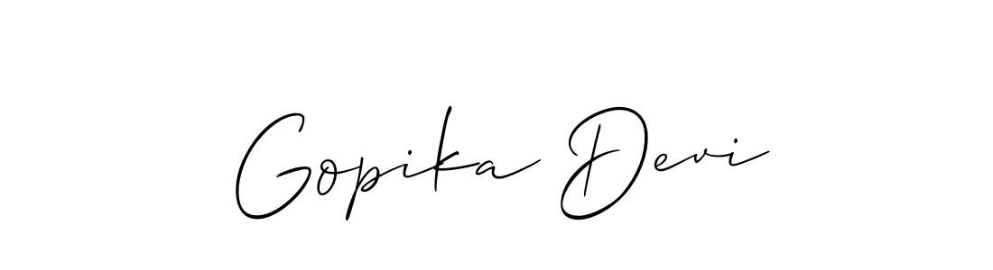Create a beautiful signature design for name Gopika Devi. With this signature (Allison_Script) fonts, you can make a handwritten signature for free. Gopika Devi signature style 2 images and pictures png