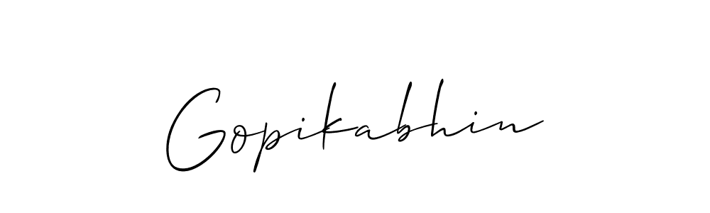 Allison_Script is a professional signature style that is perfect for those who want to add a touch of class to their signature. It is also a great choice for those who want to make their signature more unique. Get Gopikabhin name to fancy signature for free. Gopikabhin signature style 2 images and pictures png