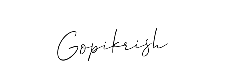 Allison_Script is a professional signature style that is perfect for those who want to add a touch of class to their signature. It is also a great choice for those who want to make their signature more unique. Get Gopikrish name to fancy signature for free. Gopikrish signature style 2 images and pictures png