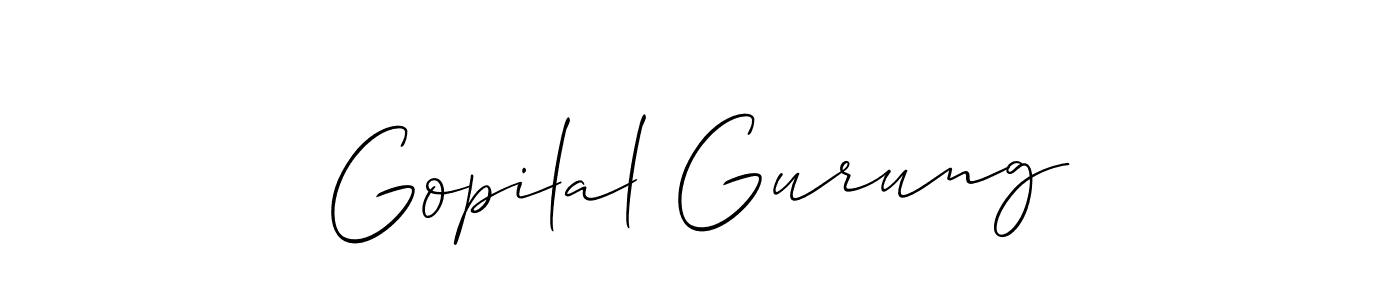 Create a beautiful signature design for name Gopilal Gurung. With this signature (Allison_Script) fonts, you can make a handwritten signature for free. Gopilal Gurung signature style 2 images and pictures png