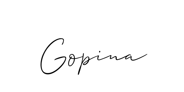 It looks lik you need a new signature style for name Gopina. Design unique handwritten (Allison_Script) signature with our free signature maker in just a few clicks. Gopina signature style 2 images and pictures png