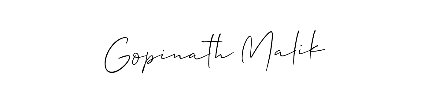 Allison_Script is a professional signature style that is perfect for those who want to add a touch of class to their signature. It is also a great choice for those who want to make their signature more unique. Get Gopinath Malik name to fancy signature for free. Gopinath Malik signature style 2 images and pictures png