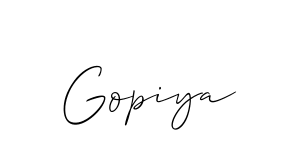 Similarly Allison_Script is the best handwritten signature design. Signature creator online .You can use it as an online autograph creator for name Gopiya. Gopiya signature style 2 images and pictures png