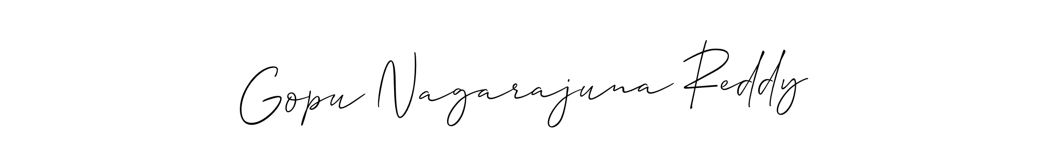 Design your own signature with our free online signature maker. With this signature software, you can create a handwritten (Allison_Script) signature for name Gopu Nagarajuna Reddy. Gopu Nagarajuna Reddy signature style 2 images and pictures png