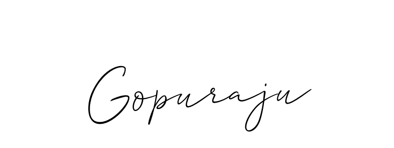 Allison_Script is a professional signature style that is perfect for those who want to add a touch of class to their signature. It is also a great choice for those who want to make their signature more unique. Get Gopuraju name to fancy signature for free. Gopuraju signature style 2 images and pictures png