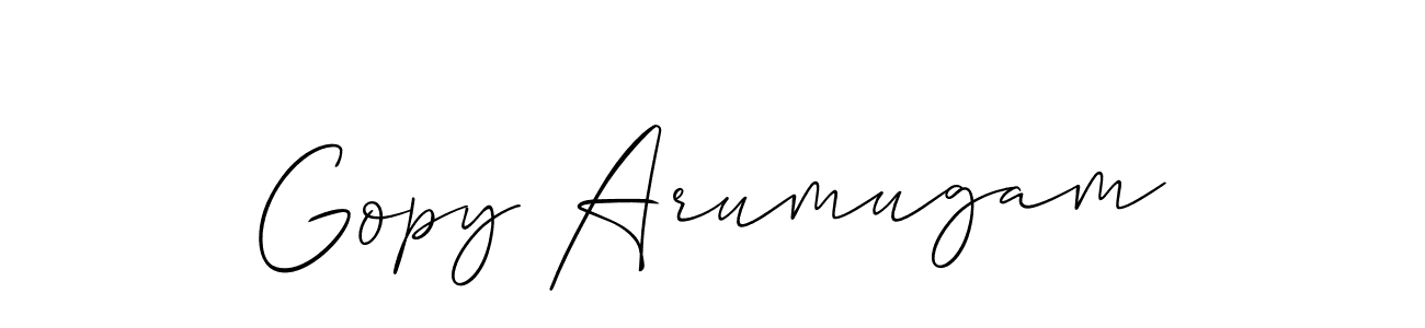 Also You can easily find your signature by using the search form. We will create Gopy Arumugam name handwritten signature images for you free of cost using Allison_Script sign style. Gopy Arumugam signature style 2 images and pictures png