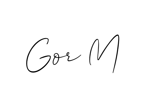 if you are searching for the best signature style for your name Gor M. so please give up your signature search. here we have designed multiple signature styles  using Allison_Script. Gor M signature style 2 images and pictures png