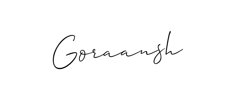 Also we have Goraansh name is the best signature style. Create professional handwritten signature collection using Allison_Script autograph style. Goraansh signature style 2 images and pictures png