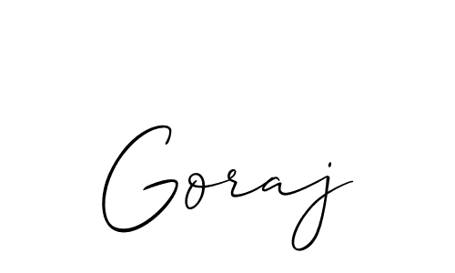 The best way (Allison_Script) to make a short signature is to pick only two or three words in your name. The name Goraj include a total of six letters. For converting this name. Goraj signature style 2 images and pictures png