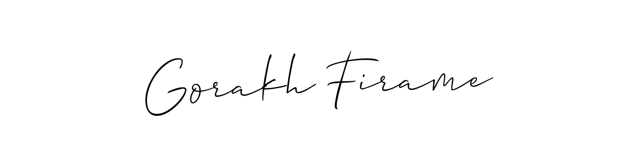 The best way (Allison_Script) to make a short signature is to pick only two or three words in your name. The name Gorakh Firame include a total of six letters. For converting this name. Gorakh Firame signature style 2 images and pictures png