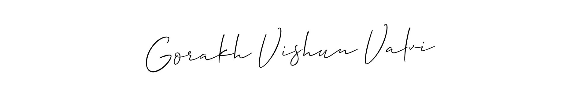 It looks lik you need a new signature style for name Gorakh Vishun Valvi. Design unique handwritten (Allison_Script) signature with our free signature maker in just a few clicks. Gorakh Vishun Valvi signature style 2 images and pictures png