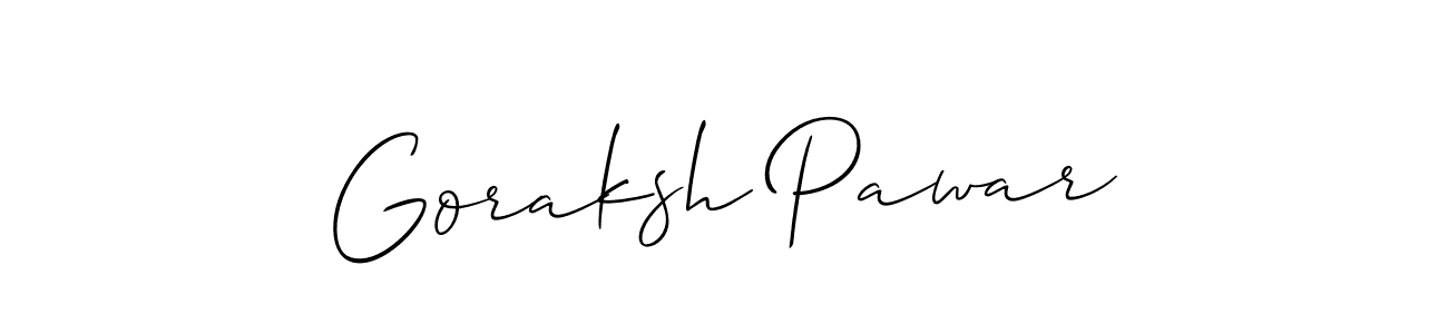 It looks lik you need a new signature style for name Goraksh Pawar. Design unique handwritten (Allison_Script) signature with our free signature maker in just a few clicks. Goraksh Pawar signature style 2 images and pictures png