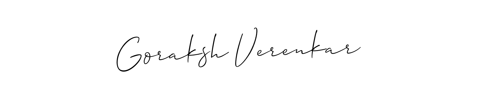 How to make Goraksh Verenkar name signature. Use Allison_Script style for creating short signs online. This is the latest handwritten sign. Goraksh Verenkar signature style 2 images and pictures png