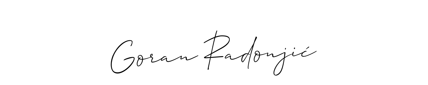 Use a signature maker to create a handwritten signature online. With this signature software, you can design (Allison_Script) your own signature for name Goran Radonjić. Goran Radonjić signature style 2 images and pictures png