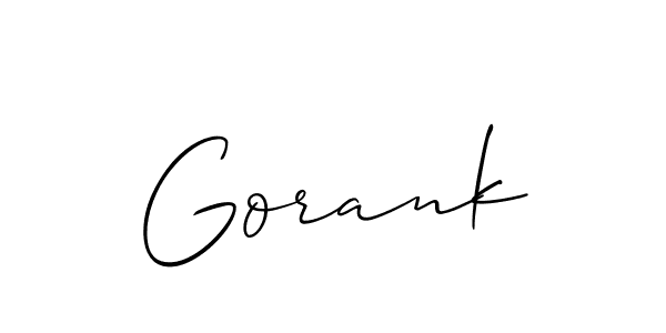 It looks lik you need a new signature style for name Gorank. Design unique handwritten (Allison_Script) signature with our free signature maker in just a few clicks. Gorank signature style 2 images and pictures png