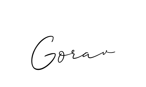 Make a beautiful signature design for name Gorav. With this signature (Allison_Script) style, you can create a handwritten signature for free. Gorav signature style 2 images and pictures png