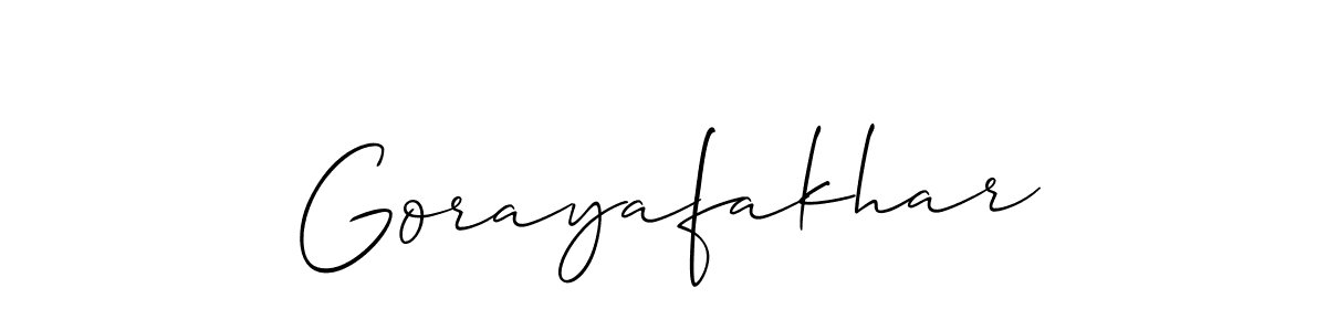 Also You can easily find your signature by using the search form. We will create Gorayafakhar name handwritten signature images for you free of cost using Allison_Script sign style. Gorayafakhar signature style 2 images and pictures png