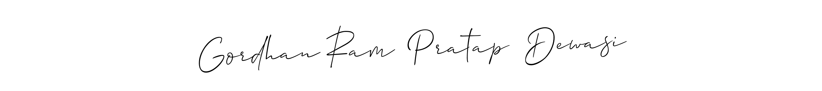 if you are searching for the best signature style for your name Gordhan Ram  Pratap  Dewasi. so please give up your signature search. here we have designed multiple signature styles  using Allison_Script. Gordhan Ram  Pratap  Dewasi signature style 2 images and pictures png