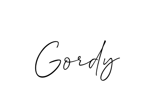 Use a signature maker to create a handwritten signature online. With this signature software, you can design (Allison_Script) your own signature for name Gordy. Gordy signature style 2 images and pictures png