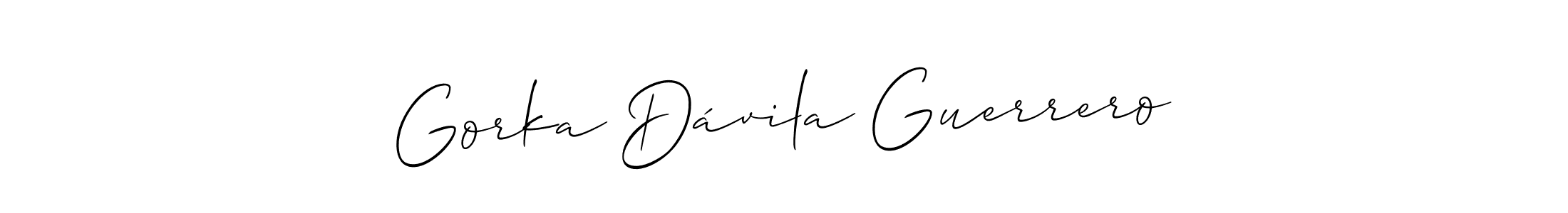 The best way (Allison_Script) to make a short signature is to pick only two or three words in your name. The name Gorka Dávila Guerrero include a total of six letters. For converting this name. Gorka Dávila Guerrero signature style 2 images and pictures png