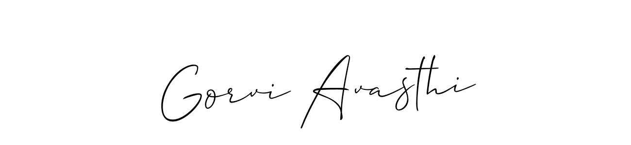 This is the best signature style for the Gorvi Avasthi name. Also you like these signature font (Allison_Script). Mix name signature. Gorvi Avasthi signature style 2 images and pictures png