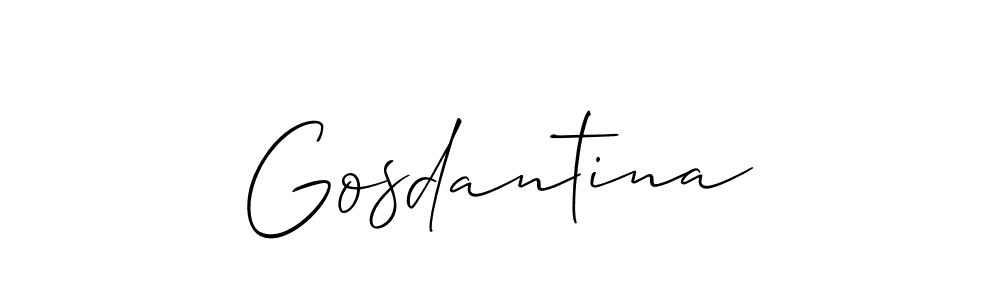 The best way (Allison_Script) to make a short signature is to pick only two or three words in your name. The name Gosdantina include a total of six letters. For converting this name. Gosdantina signature style 2 images and pictures png
