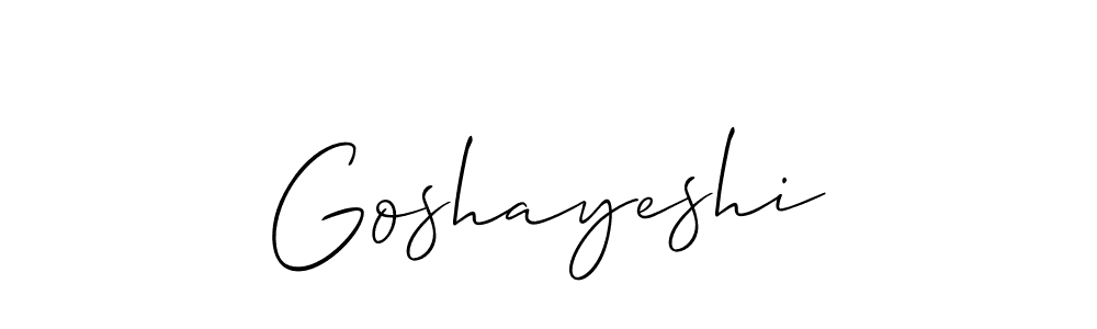 Create a beautiful signature design for name Goshayeshi. With this signature (Allison_Script) fonts, you can make a handwritten signature for free. Goshayeshi signature style 2 images and pictures png