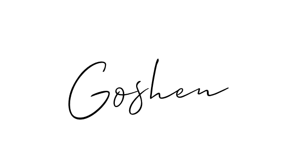 How to make Goshen name signature. Use Allison_Script style for creating short signs online. This is the latest handwritten sign. Goshen signature style 2 images and pictures png