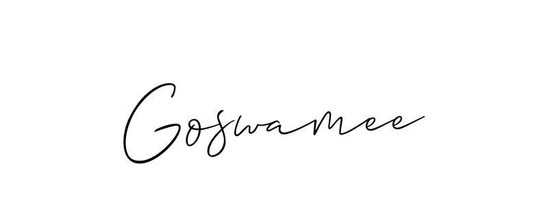 Similarly Allison_Script is the best handwritten signature design. Signature creator online .You can use it as an online autograph creator for name Goswamee. Goswamee signature style 2 images and pictures png
