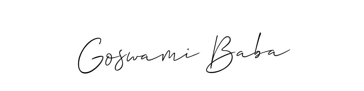 Allison_Script is a professional signature style that is perfect for those who want to add a touch of class to their signature. It is also a great choice for those who want to make their signature more unique. Get Goswami Baba name to fancy signature for free. Goswami Baba signature style 2 images and pictures png